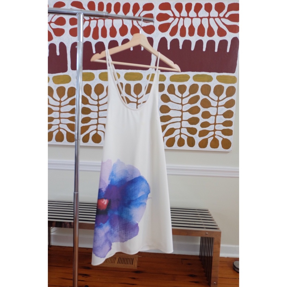 White watercolor flower slip dress